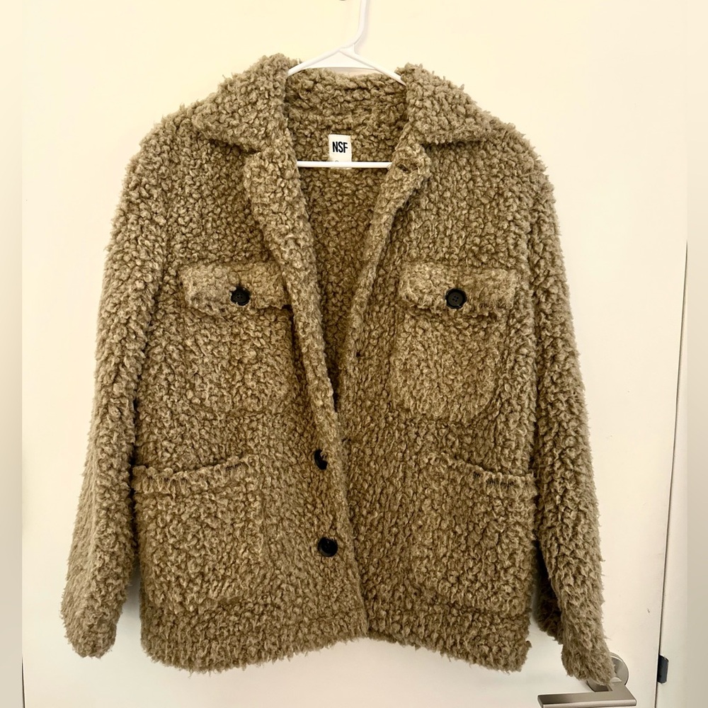 NSF Reese Fuzzy Teddy Jacket - Hazelnut